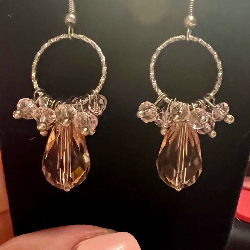 Handmade Pink Crystals Earrings NEW